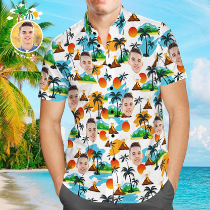 Custom Hawaiian Shirt Men Face Landscape Design Aloha Beach Shirt For Him