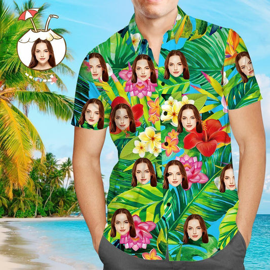 Custom Face Shirt Personalized Photo Mens Hawaiian