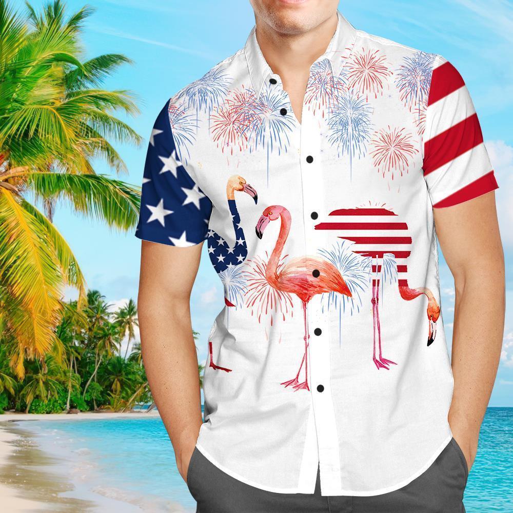 Custom Face Shirt Personalized Text Mens Hawaiian Independence Day