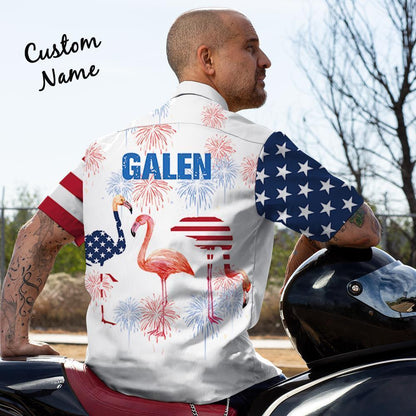 Custom Face Shirt Personalized Text Mens Hawaiian Independence Day