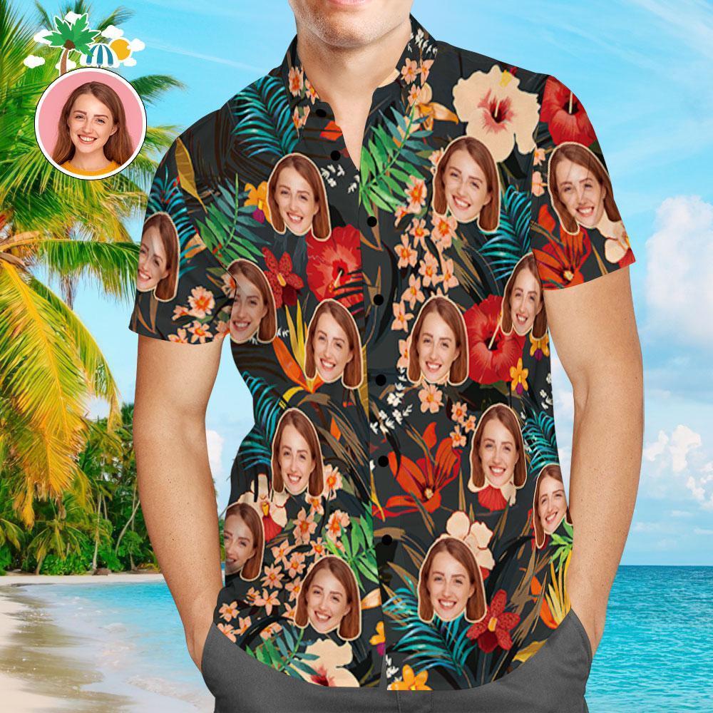 Custom Face Shirt Personalized Photo Mens Hawaiian Gift