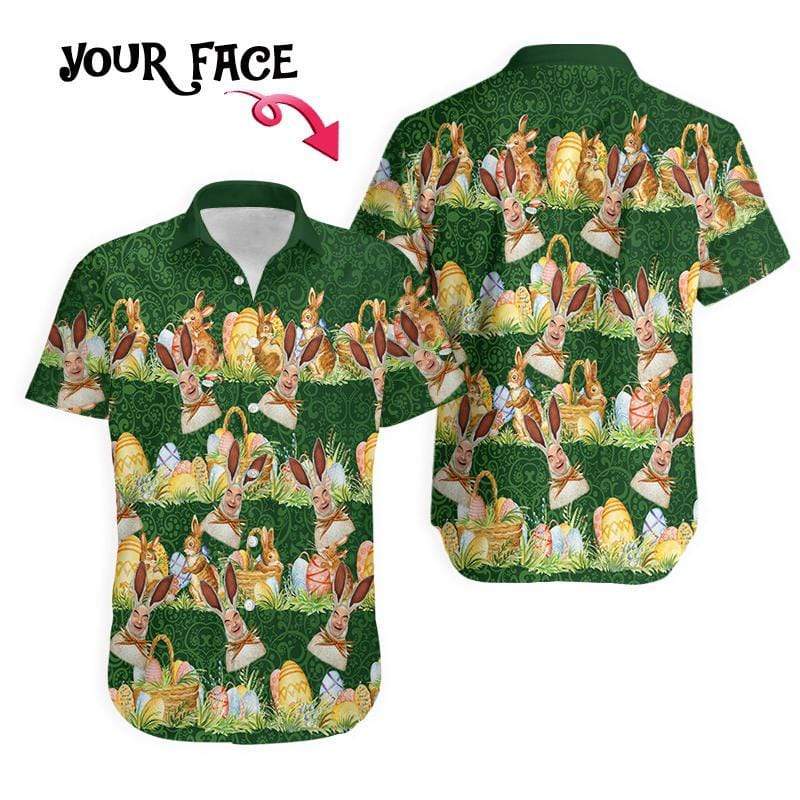 Custom Hawaiian Aloha Shirts Easter Bunny With Your Photo #1803DH