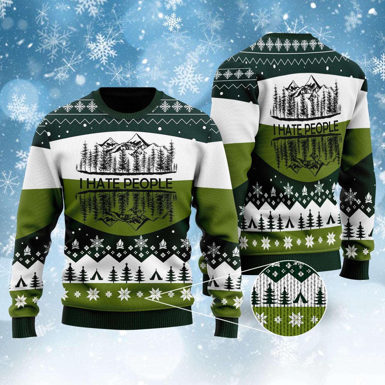 Camping I Hate People Ugly Christmas Sweater 