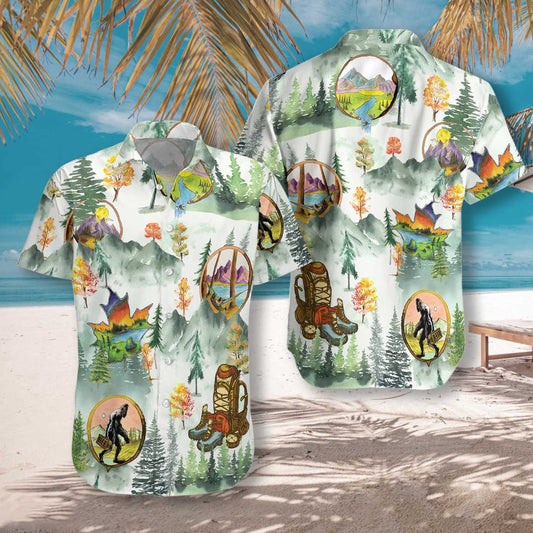 Bigfoot Camping And Hiking Hawaiian Shirt