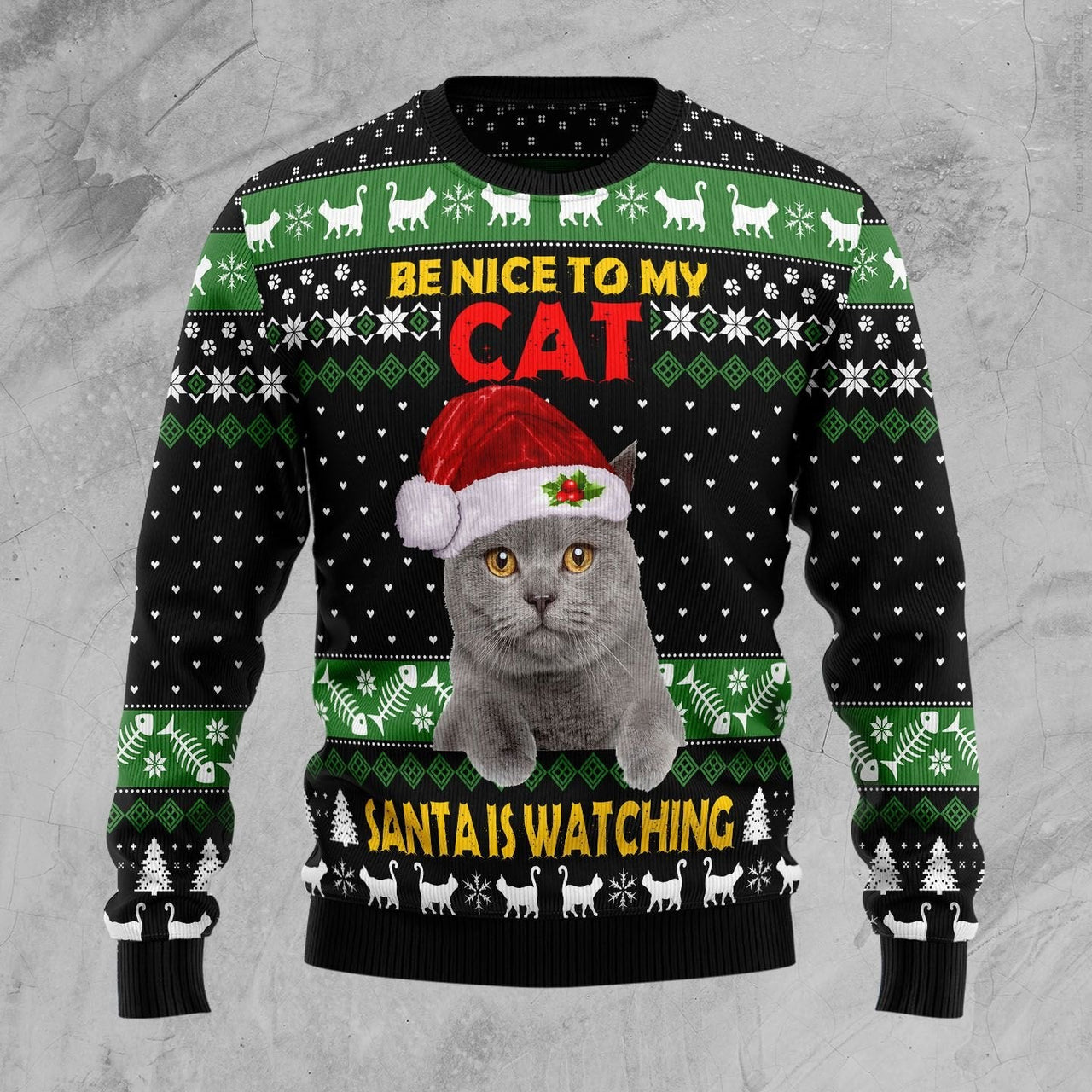 Cat Be Nice Ugly Christmas Sweater 