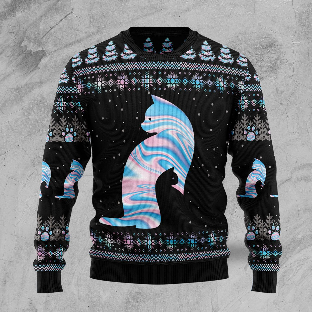 Cat Hologram Ugly Christmas Sweater 