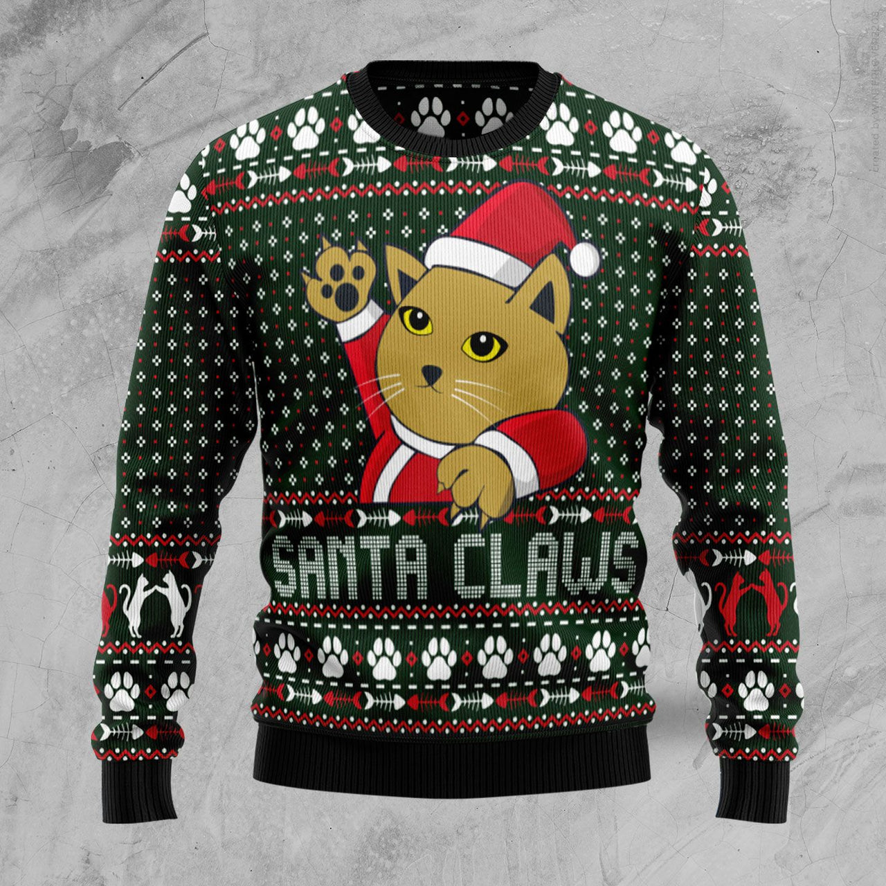 Cat Santa Claws Christmas Ugly Christmas Sweater 