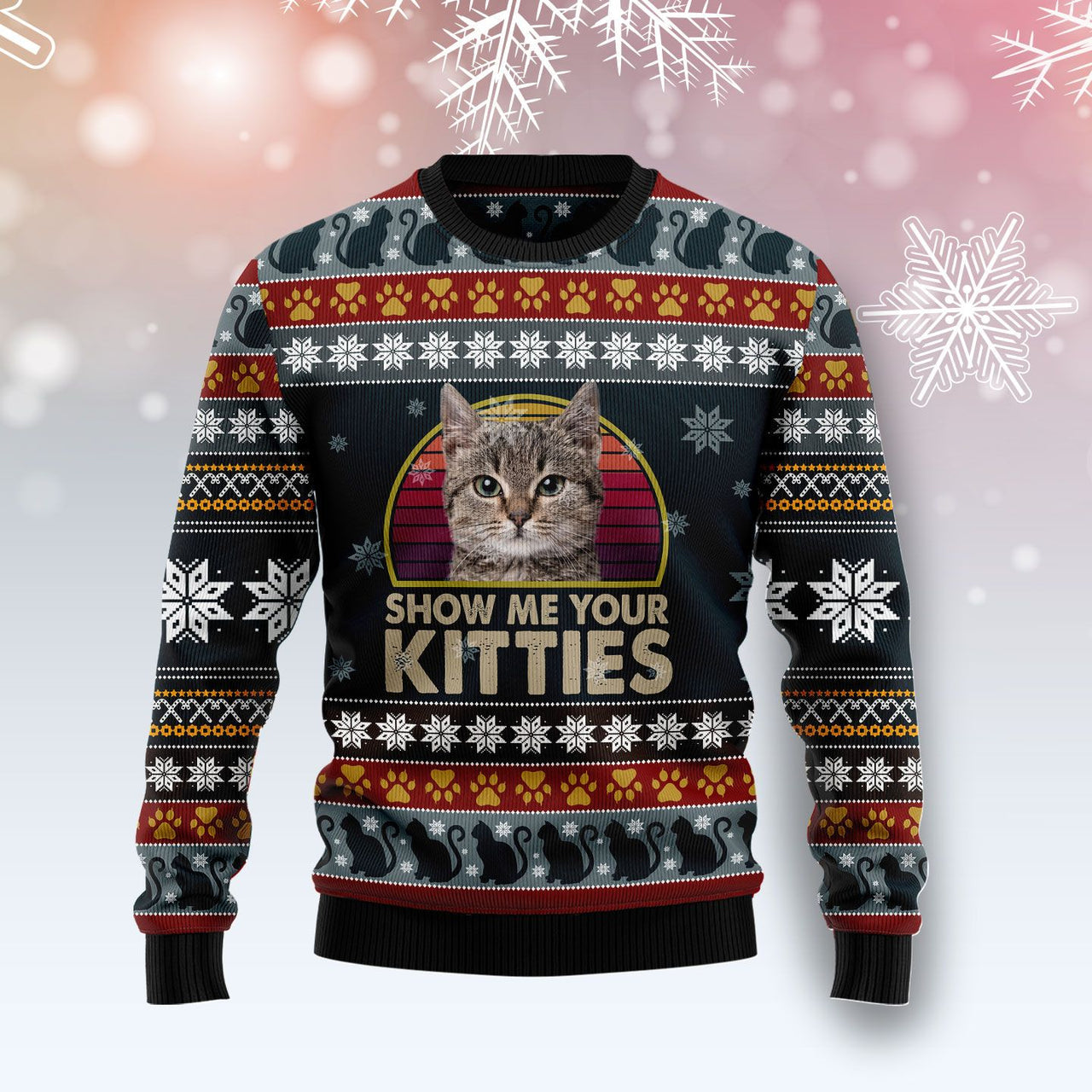 Cat Show Me Your Kitties Ugly Christmas Sweater 