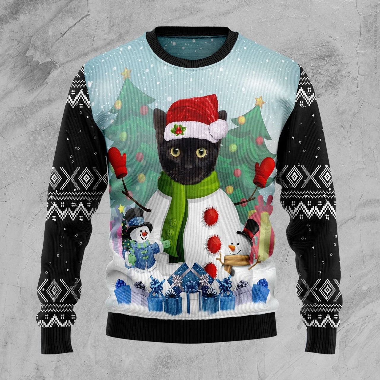 Cat Snowman Ugly Christmas Sweater 