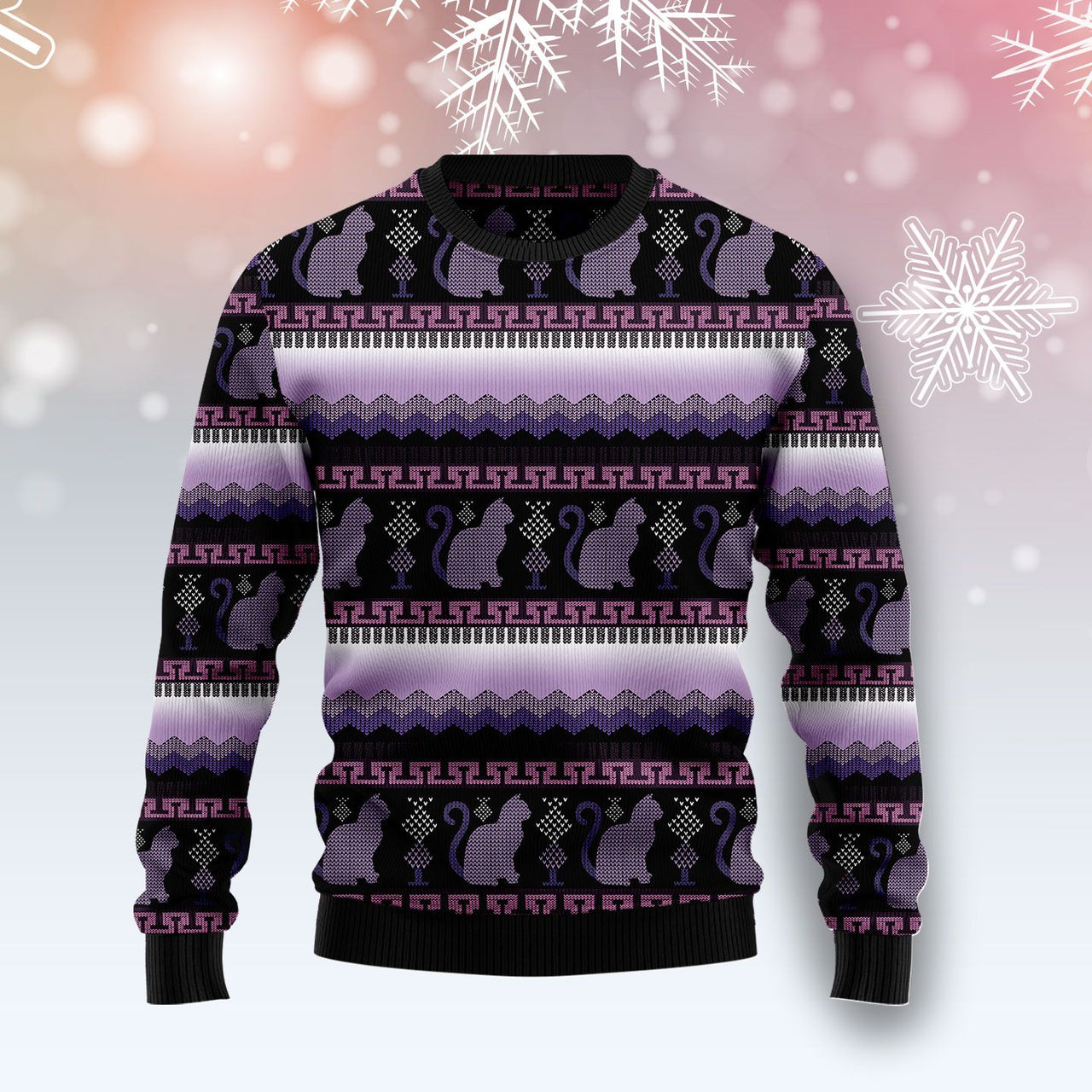 Cat Purple Ugly Christmas Sweater 