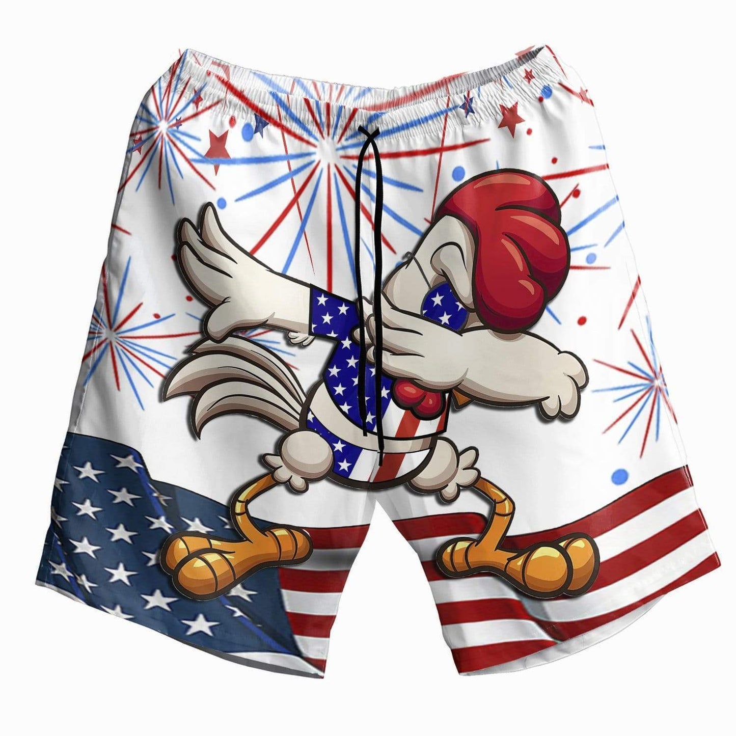 Funny Chicken For 4th July Hawaiian Aloha Shirts or Beach Shorts #Dh