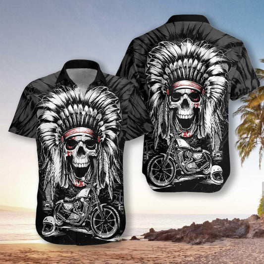 Chief Skull Motorcycle Unisex Hawaiian Shirt | For Men & Women | Adult | HW2566