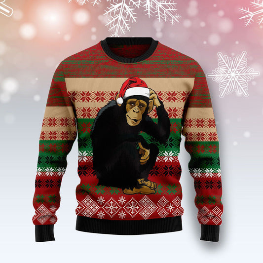 Chimpanzee Ugly Christmas Sweater 