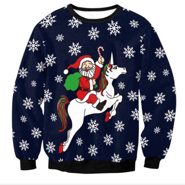 Horse And Santa Claus Christmas Ugly Christmas Sweater 