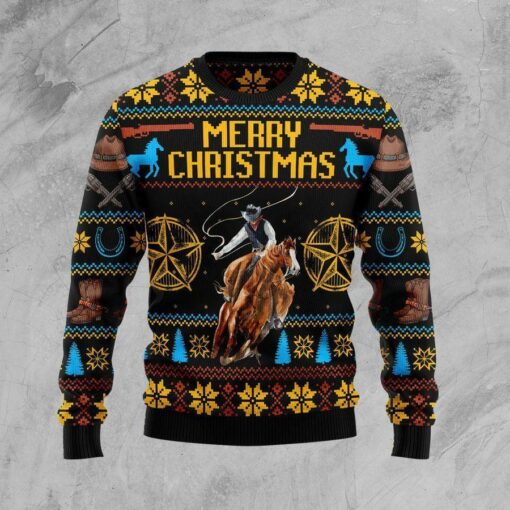 Cowboy Merry Christmas Ugly Christmas Sweater 