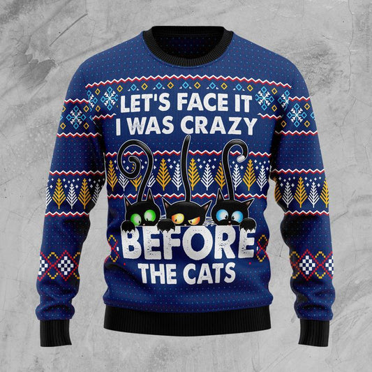 Crazy Cat Ugly Christmas Sweater 