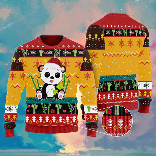 Cute Panda In Bamboo Forest Ugly Christmas Sweater 