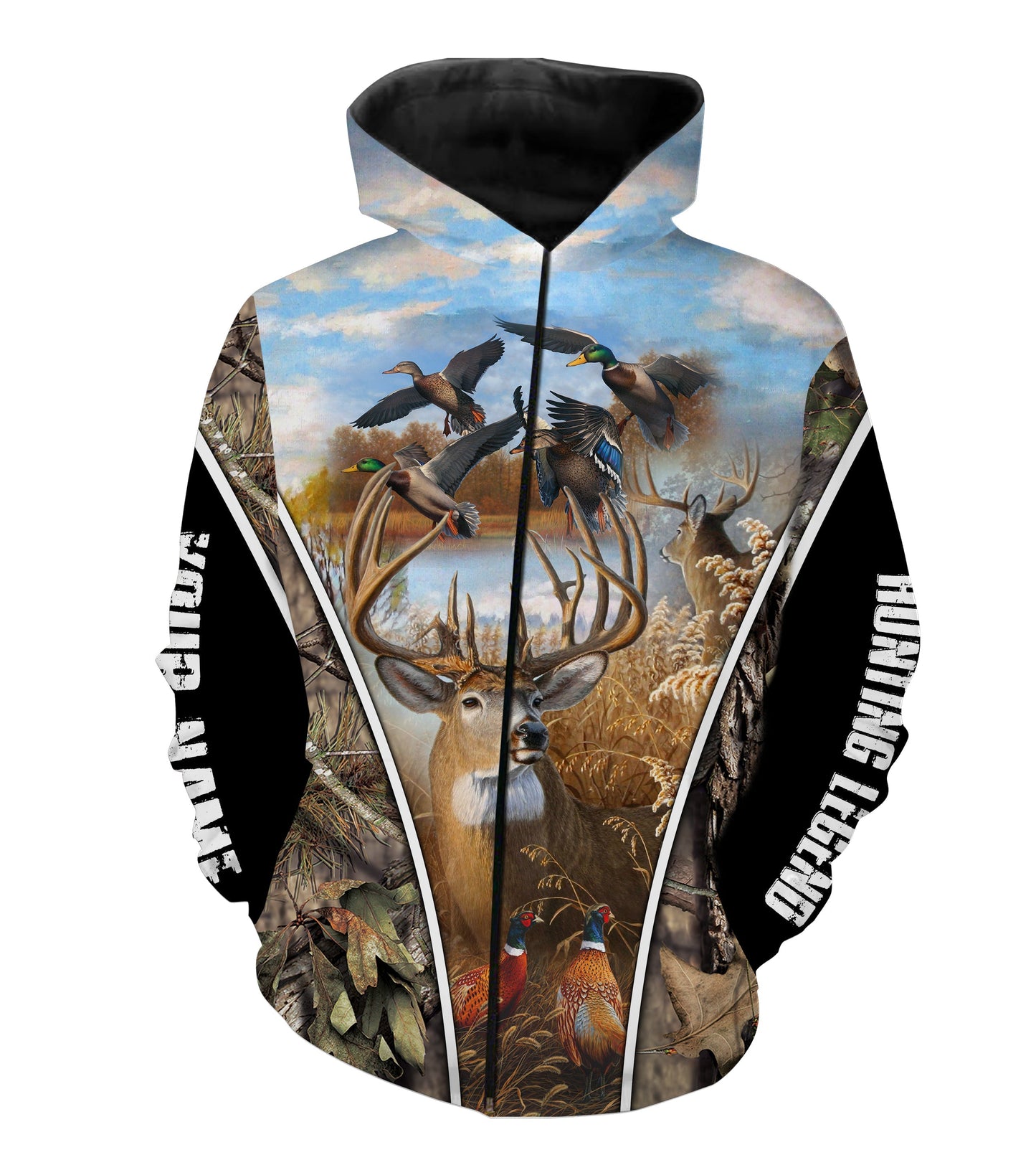 Hunting Legend Deer Pheasant Duck Hunting Custom Name 3D All Over Print Shirts  Zip Up Hoodie Zip Up Hoodie