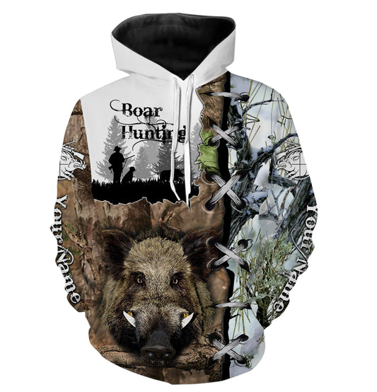 Wild Boar Hunting Camo Customize Name 3D All Over Printed Shirts, Personalized Hunting Gift TTN99 Hoodie