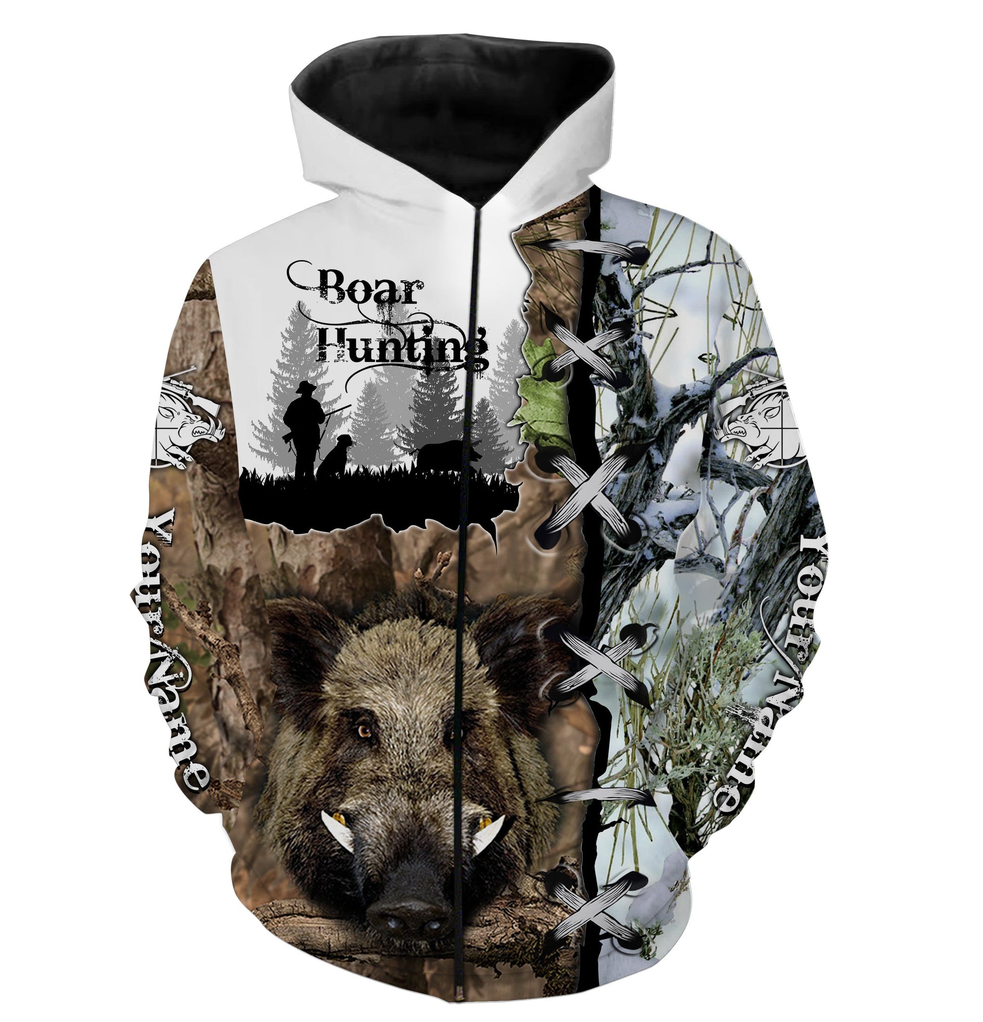 Wild Boar Hunting Camo Customize Name 3D All Over Printed Shirts, Personalized Hunting Gift TTN99 Zip up hoodie