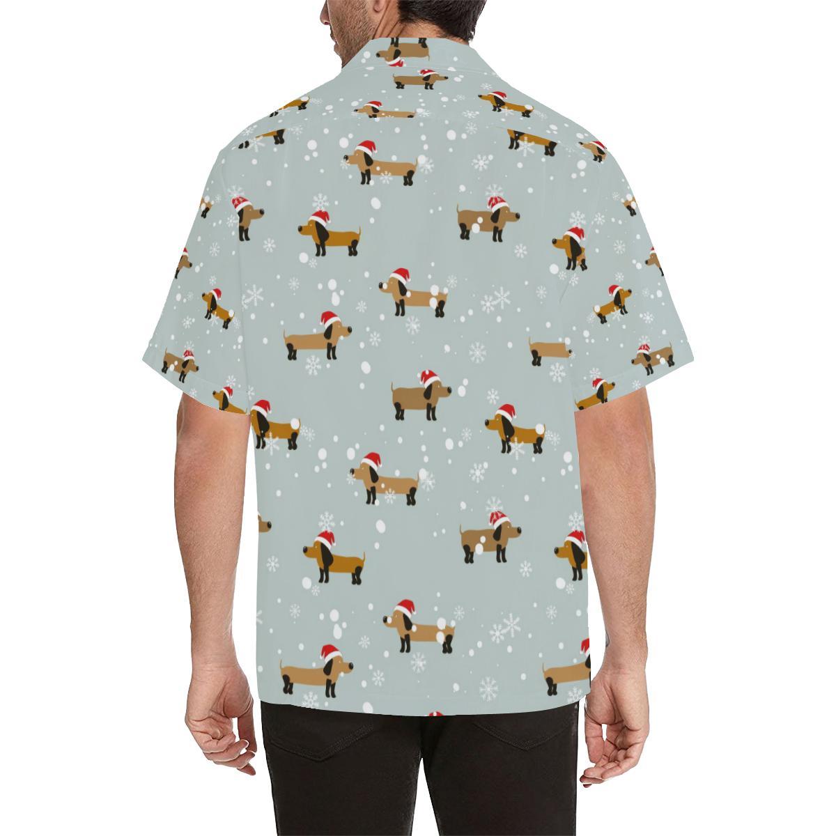 Dachshund Chirstmas Pattern Mens All Over Print Hawaiian Shirt
