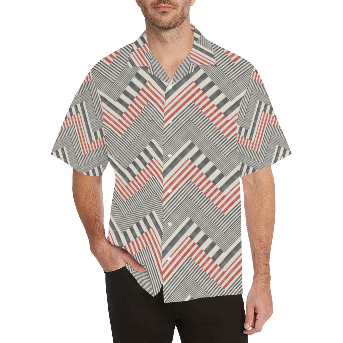 Zigzag Chevron Striped Pattern Mens All Over Print Hawaiian Shirt