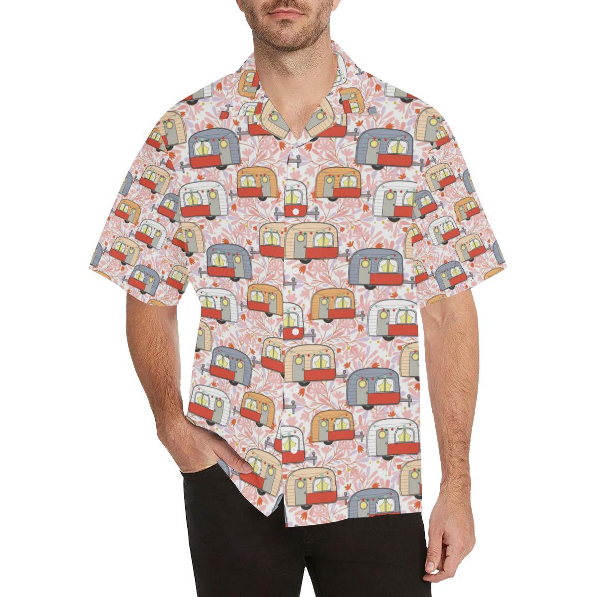 Camper Van Pattern Print Design 01 Mens All Over Hawaiian Shirt