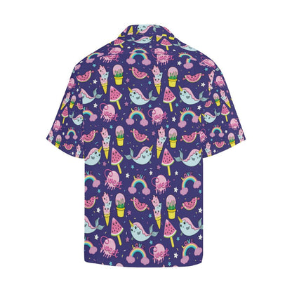 Narwhal Cute Pattern Print Design Hawaiian Shirt