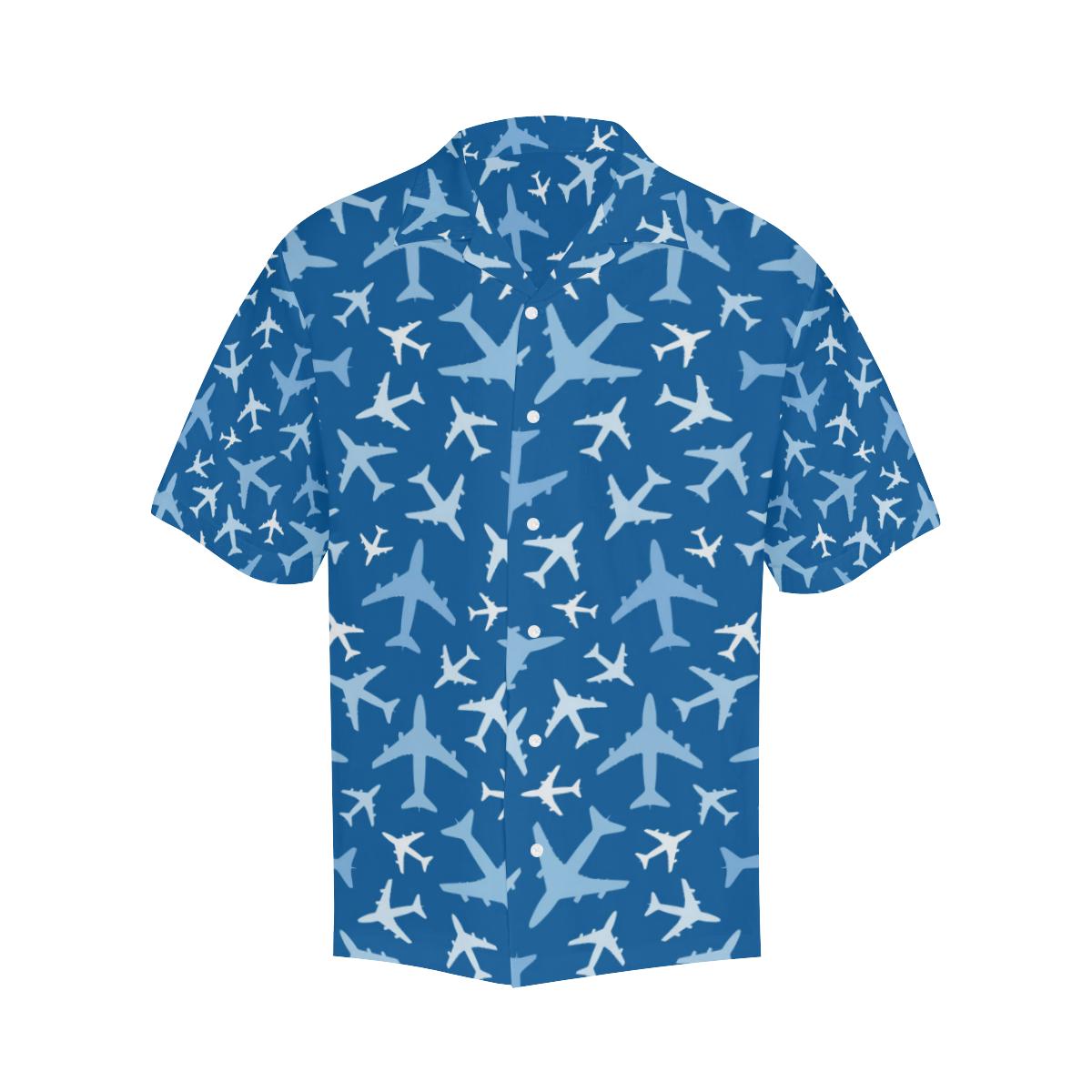 Airplane Pattern In The Sky Mens All Over Print Hawaiian Shirt