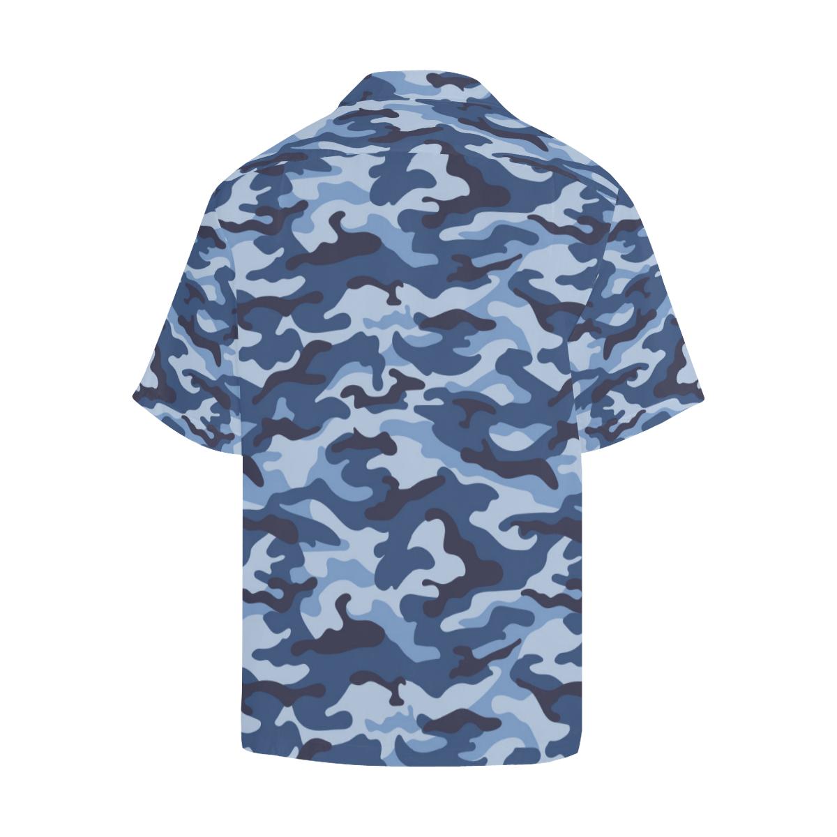 Blue Camouflage Pattern Mens All Over Print Hawaiian Shirt