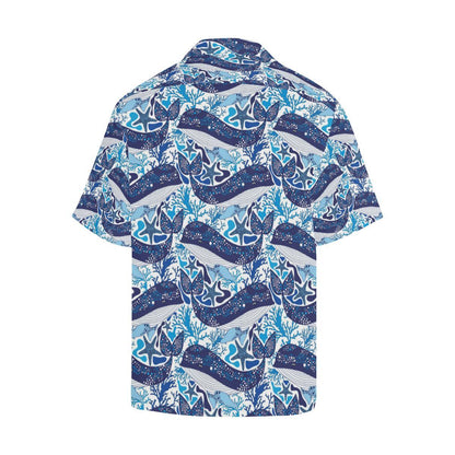 Whale Starfish Pattern Mens All Over Print Hawaiian Shirt