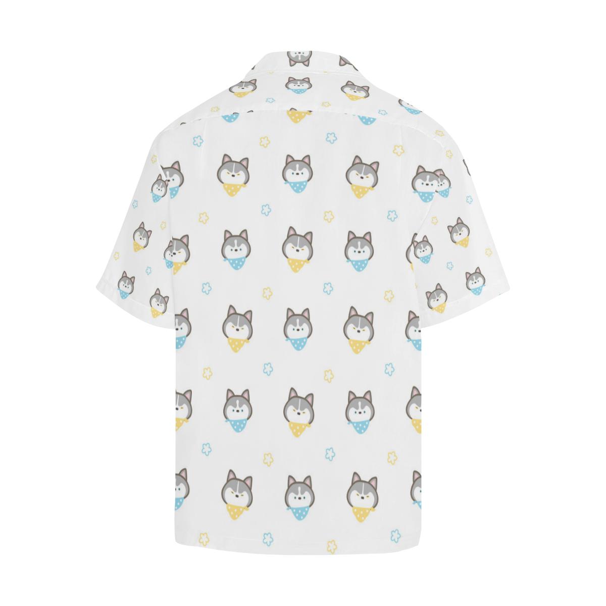 Cute Siberian Husky Pattern Mens All Over Print Hawaiian Shirt