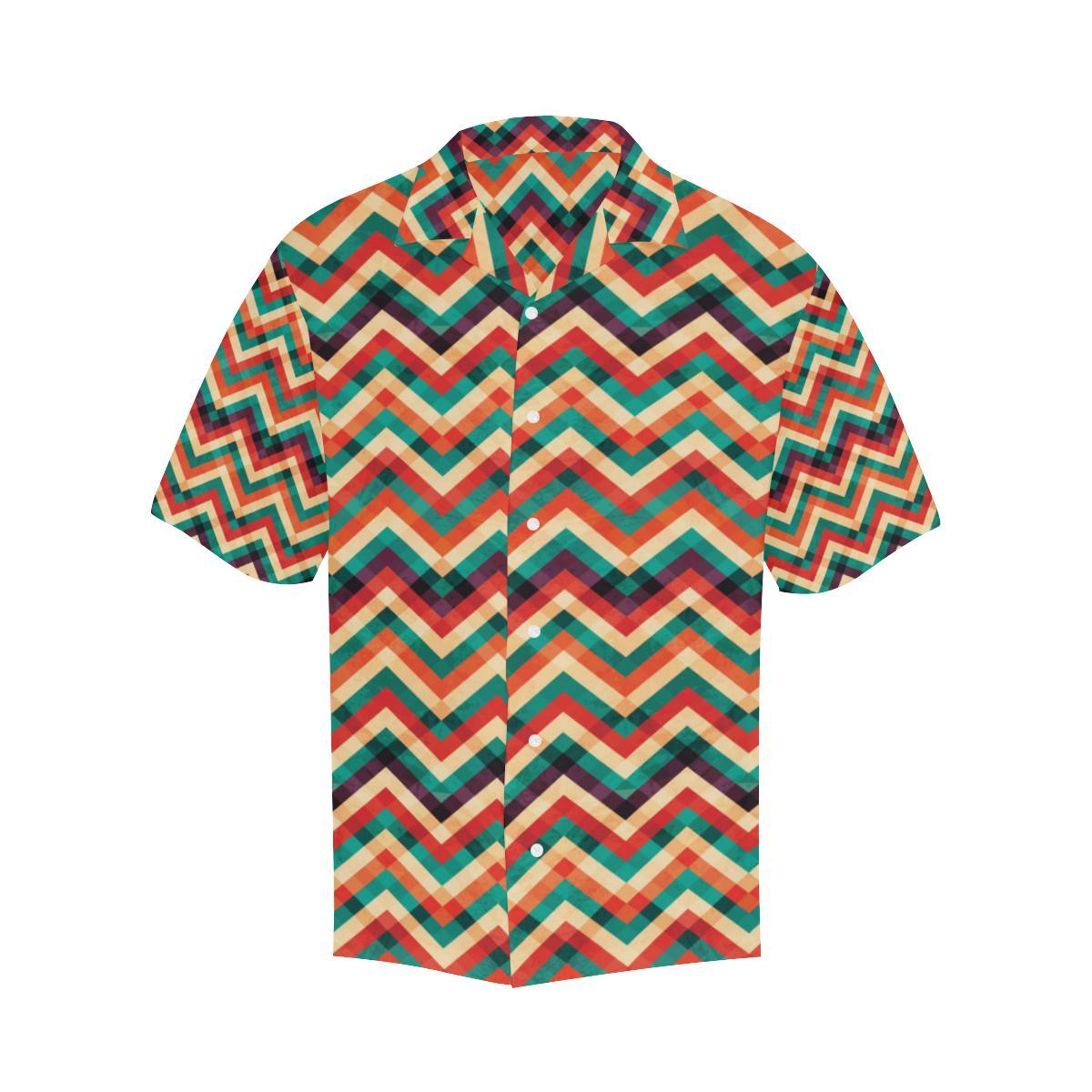 Zigzag Chevron Colorful Pattern Mens All Over Print Hawaiian Shirt