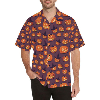 Halloween Pumpkin Pattern Print Design Hawaiian Shirt