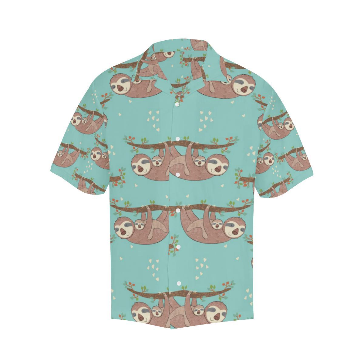 Sloth Mom And Baby Pattern Mens All Over Print Hawaiian Shirt