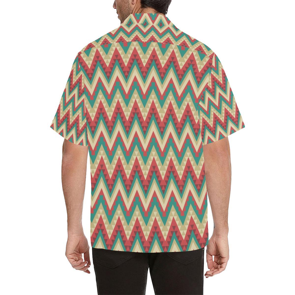 Zigzag Chevron Pattern Mens All Over Print Hawaiian Shirt