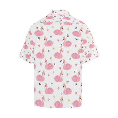 Pink Swan Pattern Mens All Over Print Hawaiian Shirt