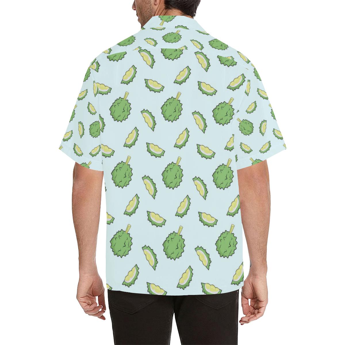 Durian Pattern Blue Background Mens All Over Print Hawaiian Shirt