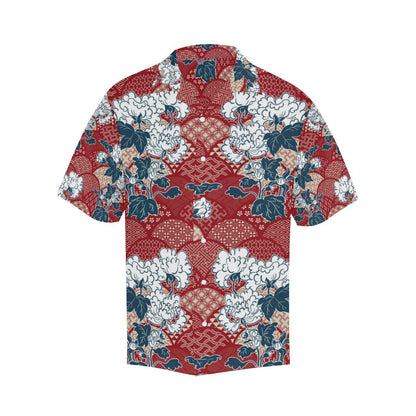 Red Theme Japanese Pattern Mens All Over Print Hawaiian Shirt