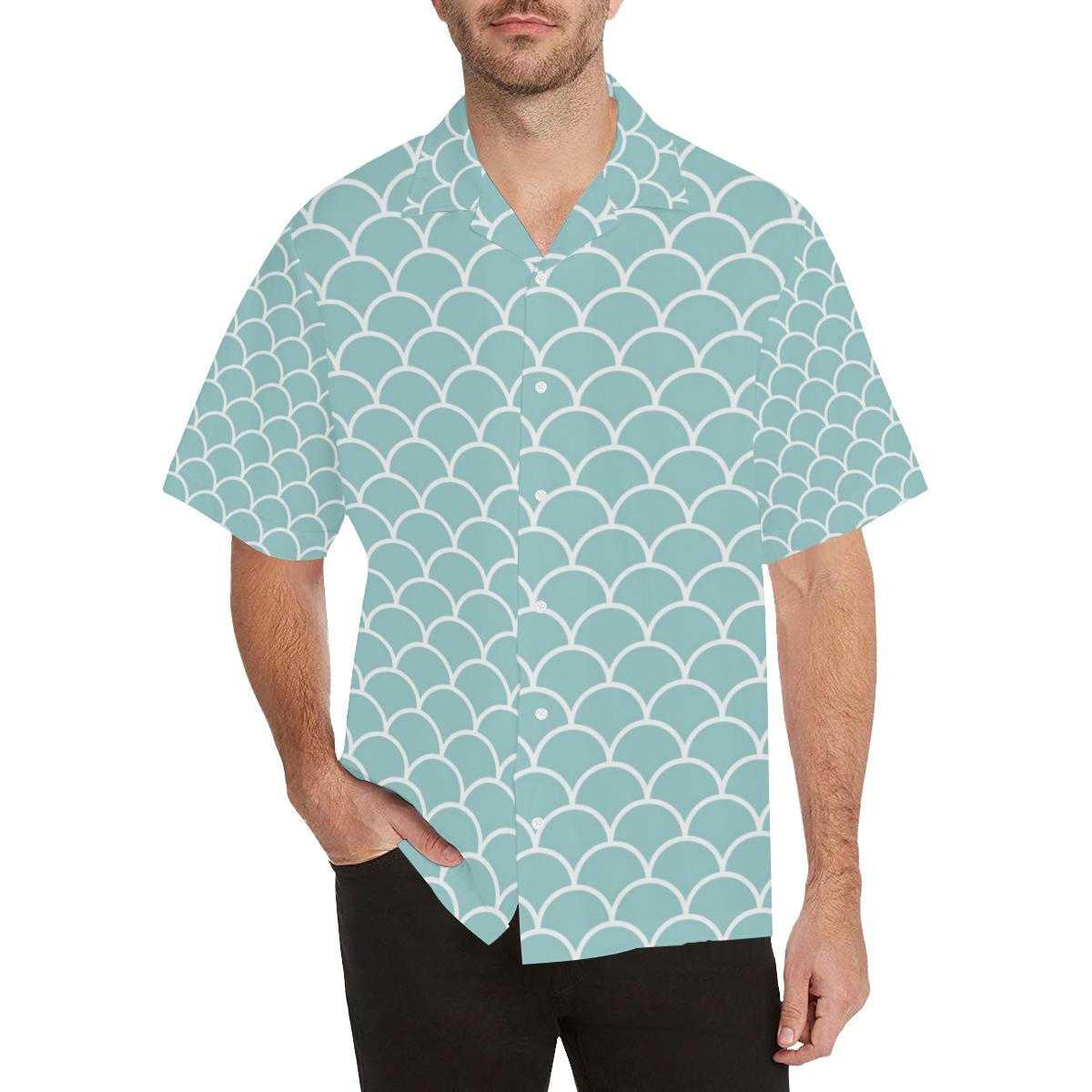 Scales Teal Pattern Print Design Hawaiian Shirt