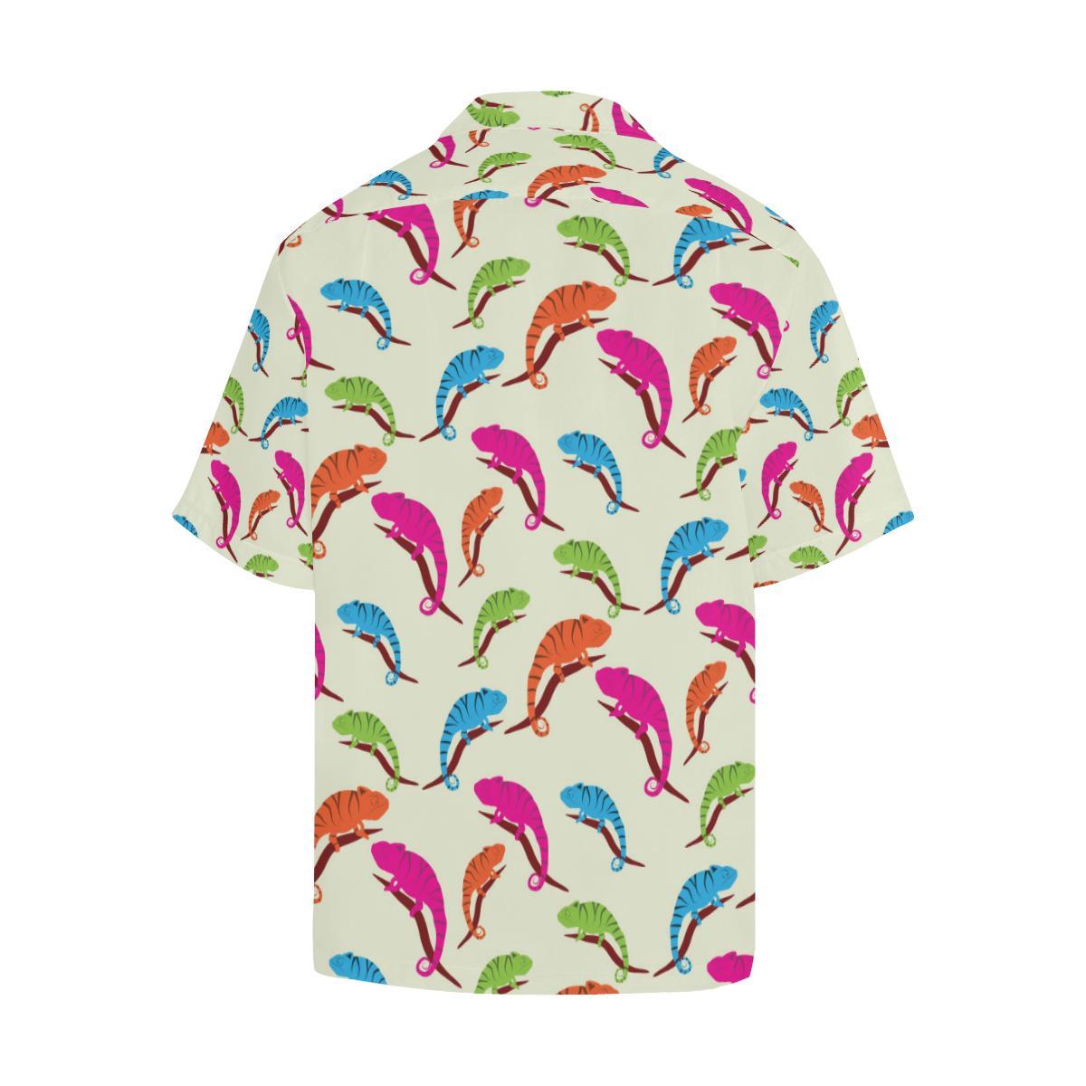 Colorful Chameleon Lizard Pattern Mens All Over Print Hawaiian Shirt