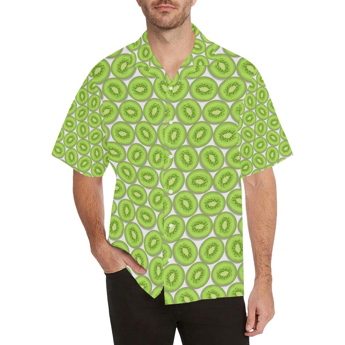 Sliced Kiwi Pattern Background Mens All Over Print Hawaiian Shirt