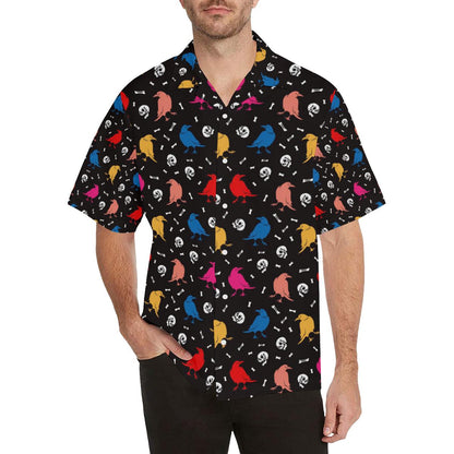 Colorful Crow Pattern Mens All Over Print Hawaiian Shirt