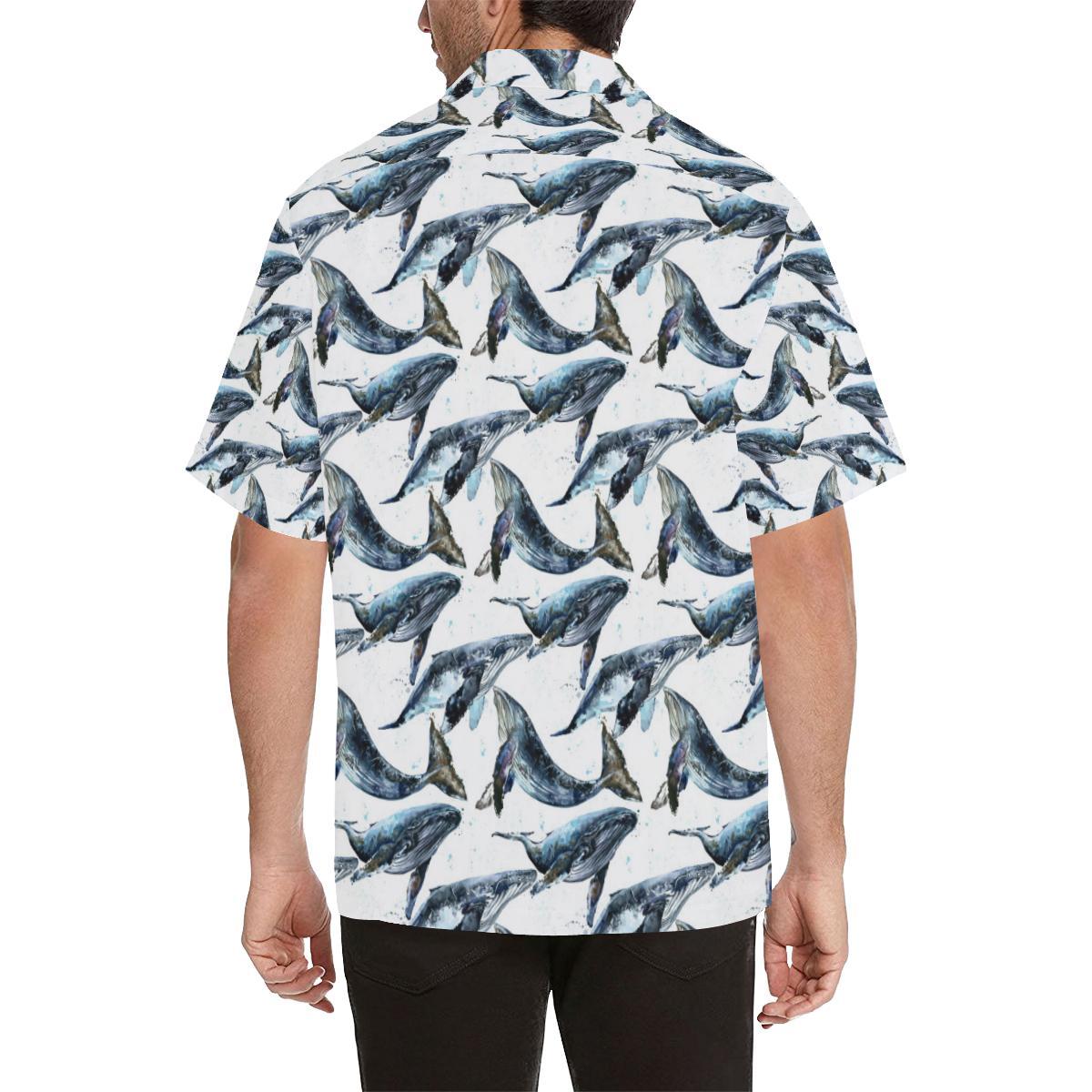 Blue Whale Pattern Print Design Hawaiian Shirt