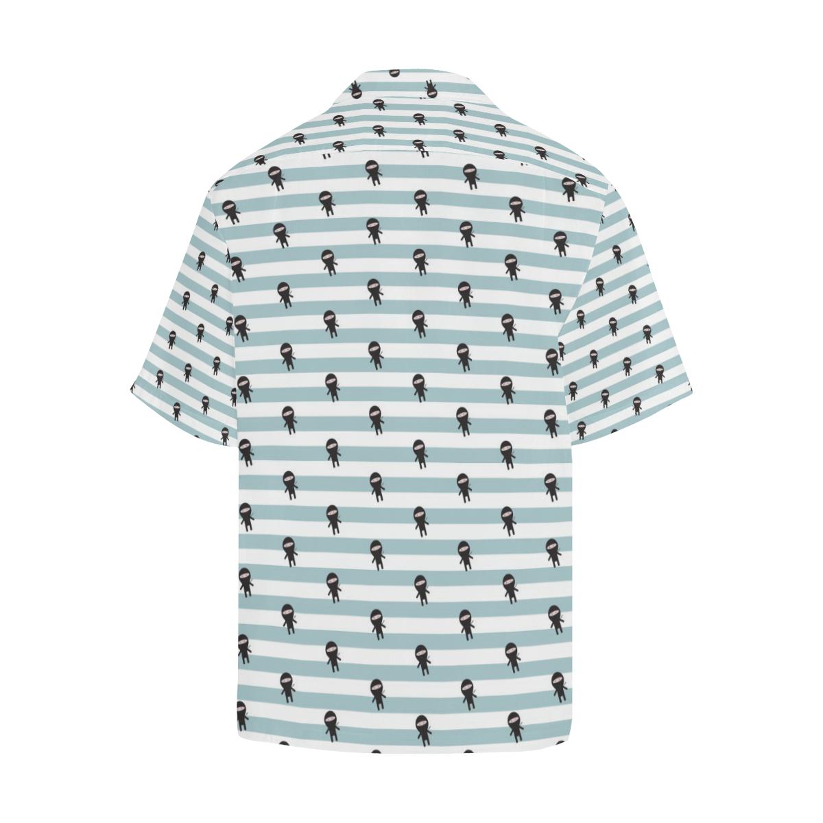 Ninja Pattern Stripe Background Mens All Over Print Hawaiian Shirt