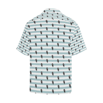 Ninja Pattern Stripe Background Mens All Over Print Hawaiian Shirt