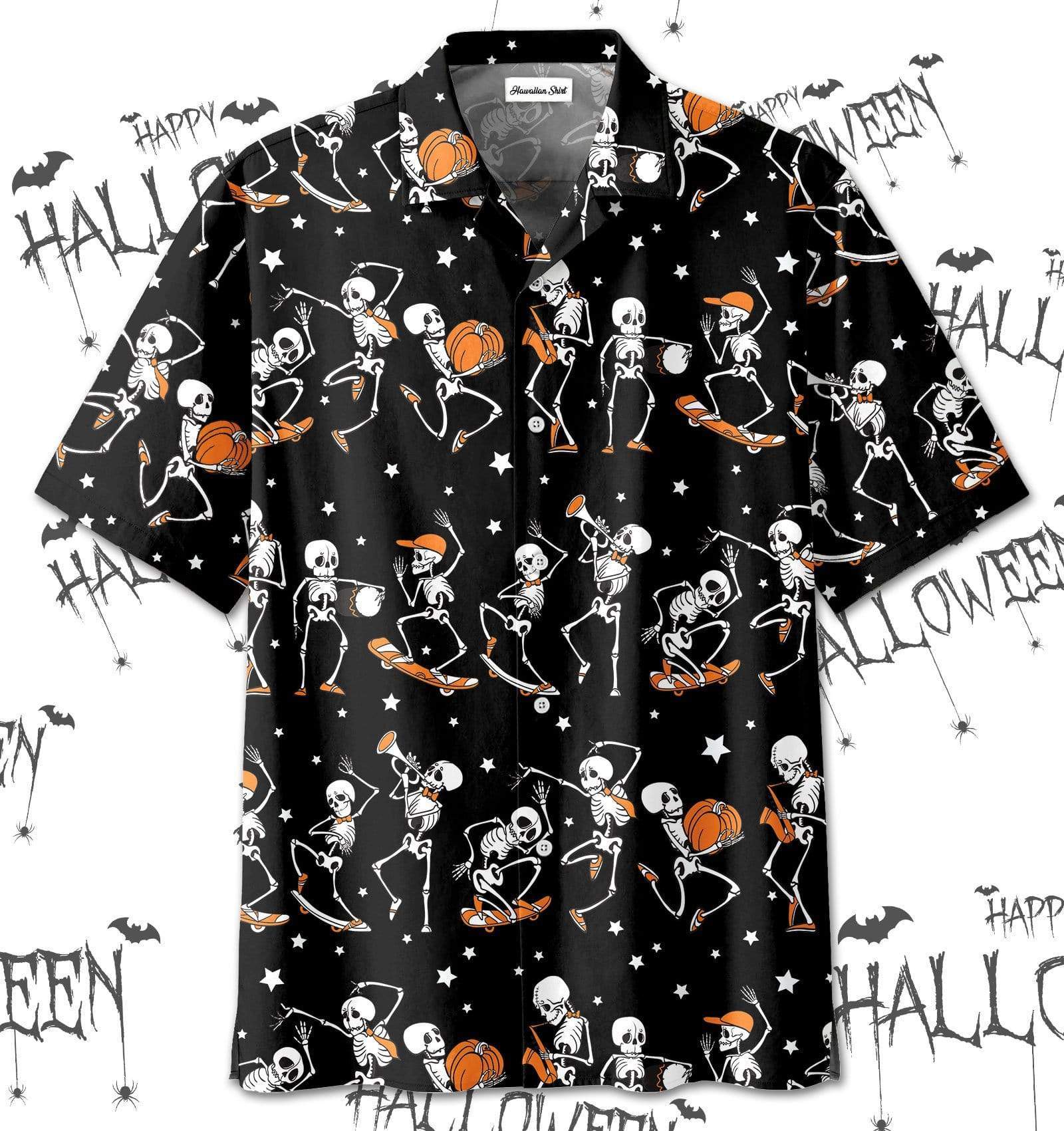 Funny Halloween Dancing Skeleton Hawaiian Aloha Shirts