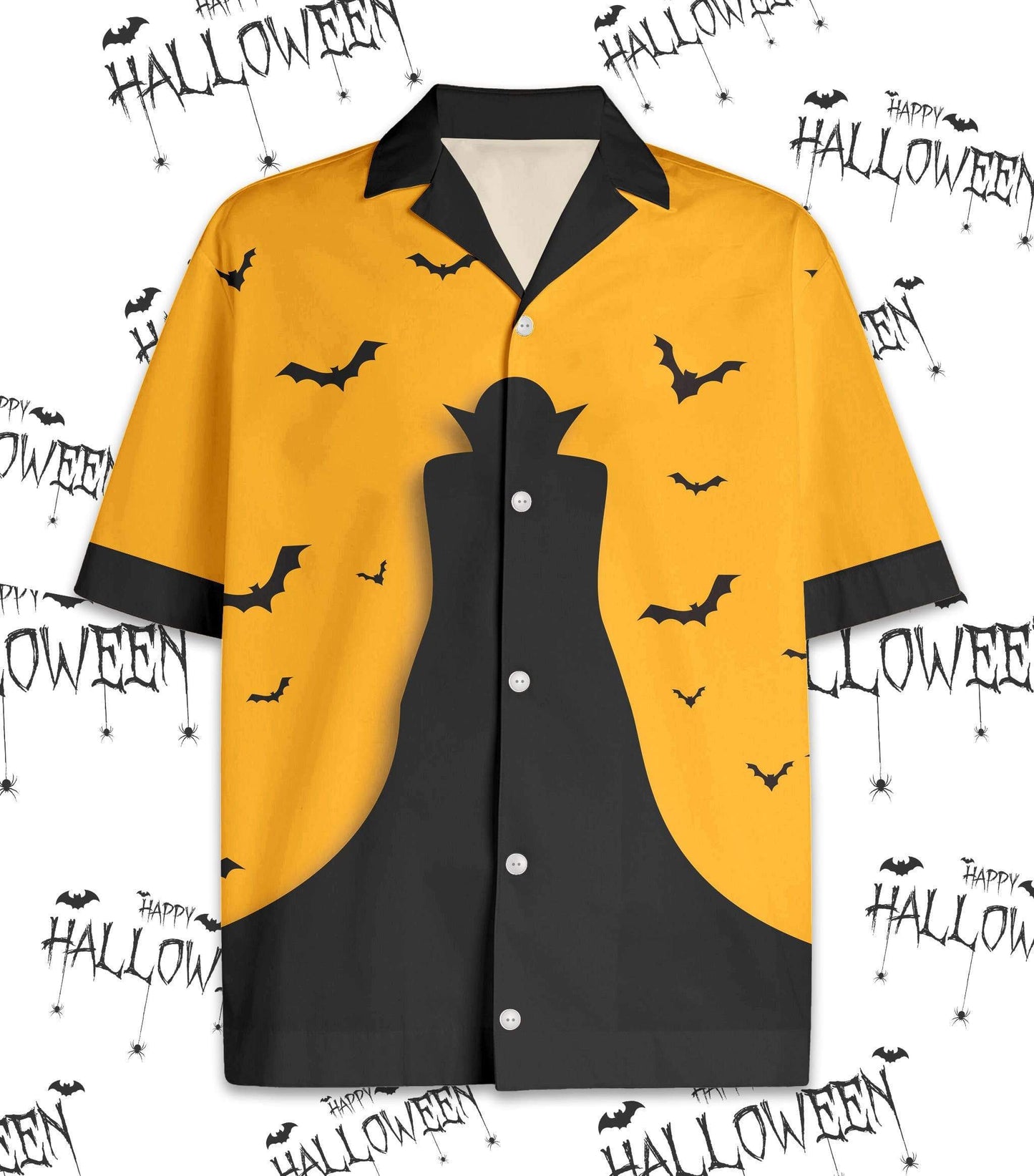 Black and Yellow Dracula Halloween Hawaiian Shirts