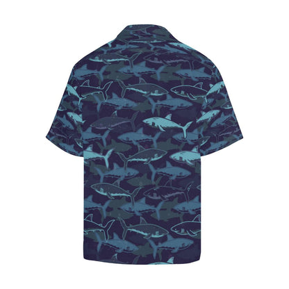 Shark Pattern Mens All Over Print Hawaiian Shirt