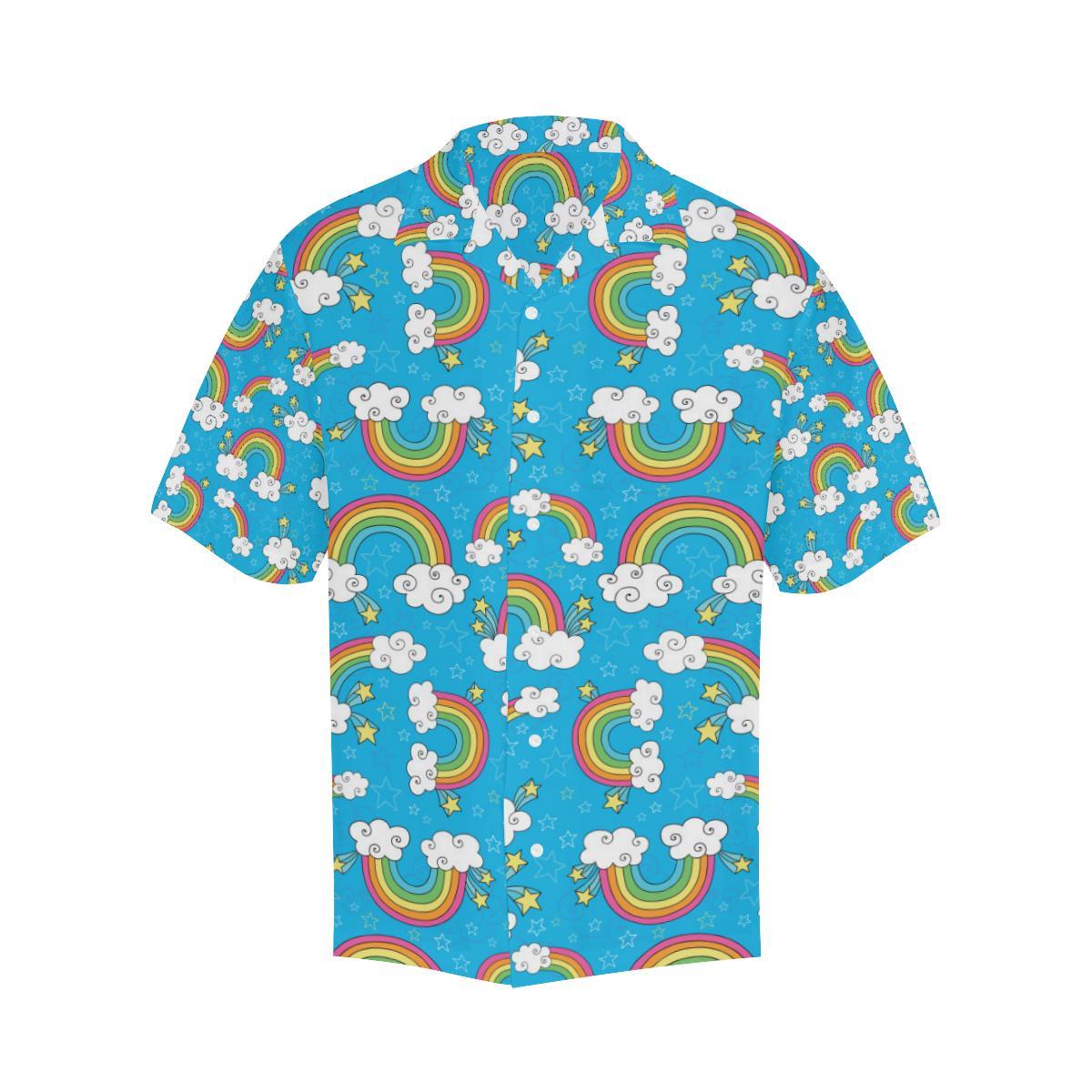 Rainbows Sky Clouds Pattern Mens All Over Print Hawaiian Shirt